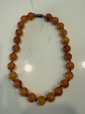 Vintage Les Bernard Orange Beaded Necklace